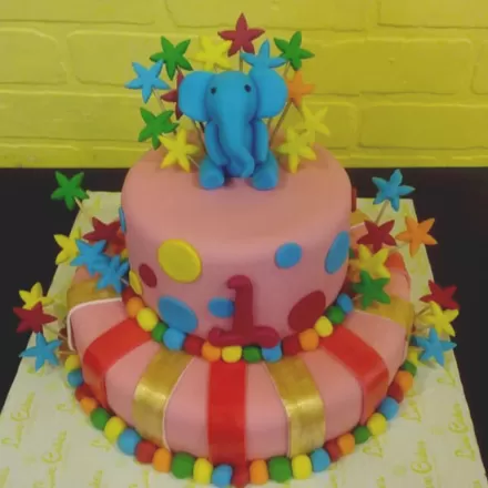 Birthday Jungle Theme 2 Tier Cake 