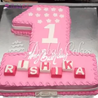 1st Digit Fondant Cake for Girl Delivered in Lalru