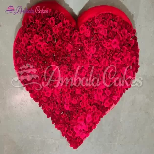 500 Red Roses Heart Shape Arrangement Delivered In Ambala City.