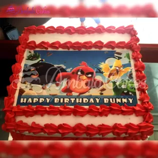 Angry Birds Photo Cake Delivered in Derrabasi