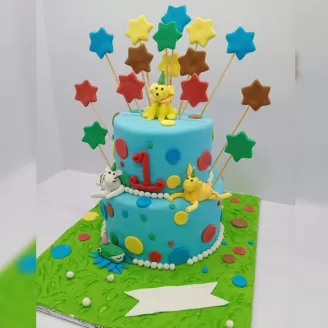 Birthday Animal Theme Two Tier Cake