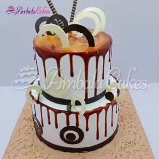 Designer Butterscotch 2 Tier Cake Delivered in Ambala City