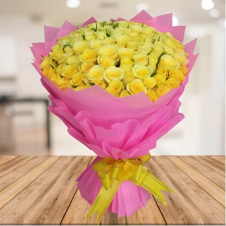 100 Yellow Roses Bouquet