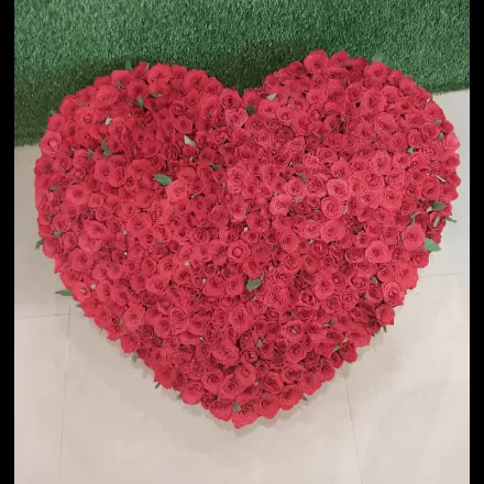 500 Red Roses Heart Shape Arrangement