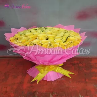 100 Yellow Roses Bouquet Delivered In Barara