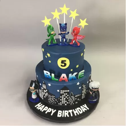PJ Masks 2 Tier Fondant Cake