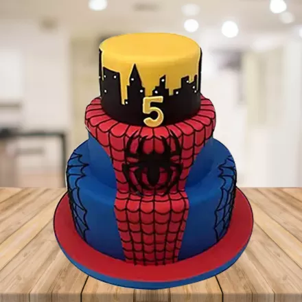 Premium Spiderman 3 Tier Fondant Cake