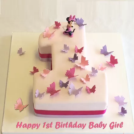 Celebrating 1st Birthday Cake with Baby Girl - Kukkr Cakes