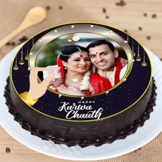 Karwa Chauth Chocolate Photo Cake