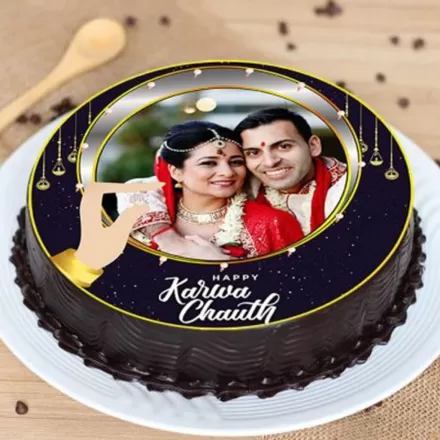 Karwa Chauth Chocolate Photo Cake