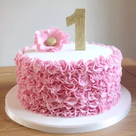 Pink Ruffle Cake for 1st Birthday