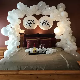 Elegant White Balloons Decor for Mr. & Mrs.