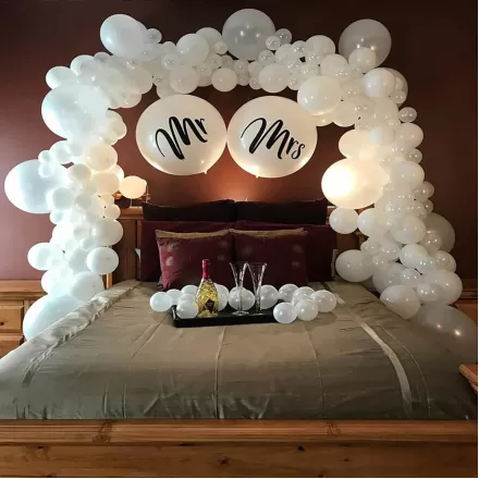 Elegant White Balloons Decor for Mr. & Mrs.