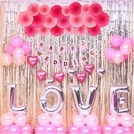 Pink Love Shape Balloons Decor