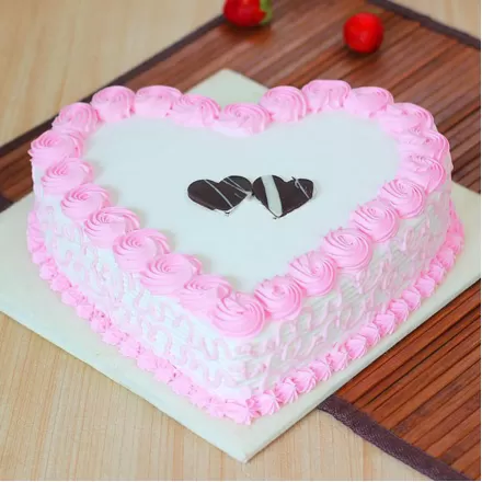 Strawberry Heart Shape Cake