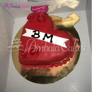 Red Velvet Fondant Cake Delivered in Ambala Cantt
