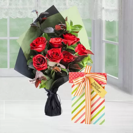 8 Red  Combo With Birthday Wishes