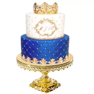 Golden Blue Two Tier Cake