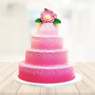 Pinky Strawberry 4 Tier Cake