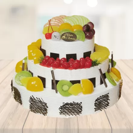 Multi Deco Fruit 3 Tier Cake