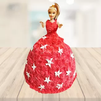 Red Barbie Doll Cream Cake