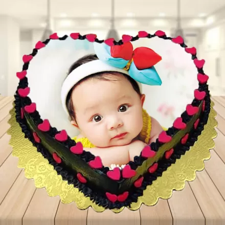 Chocolate Heart Shape Photo Cake
