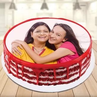 Mother Daughter Red Velvet Photo Cake