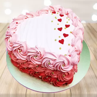 Pink And Red Rose Heart Shape Cake