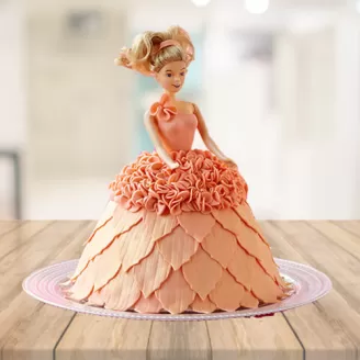 Princess Barbie Doll Cream Cake