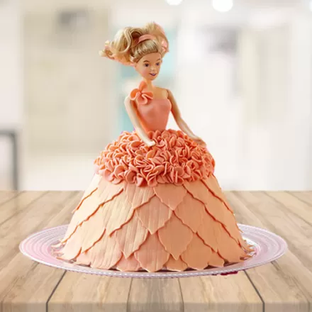 Princess Barbie Doll Cream Cake