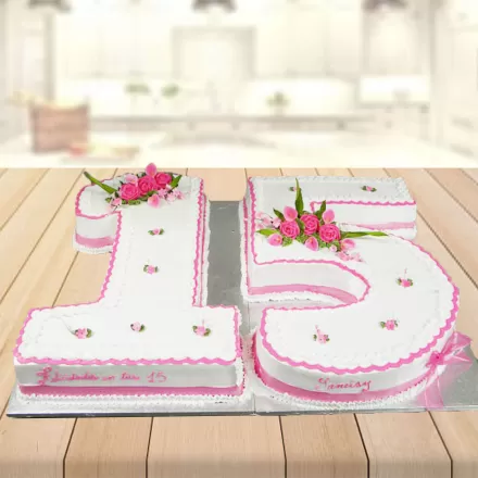 15th Number Birthday Cake