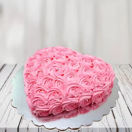 Pink Rose Heart Shape Cake