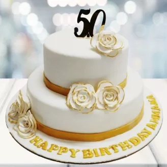 Happy 50th Birthday 2 Tier Cake 