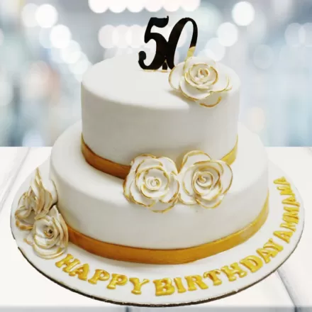 Happy 50th Birthday 2 Tier Cake 