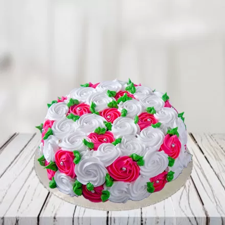 White Red Rose Cake
