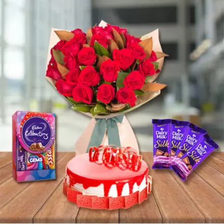20 Red Roses with Romantic Combo