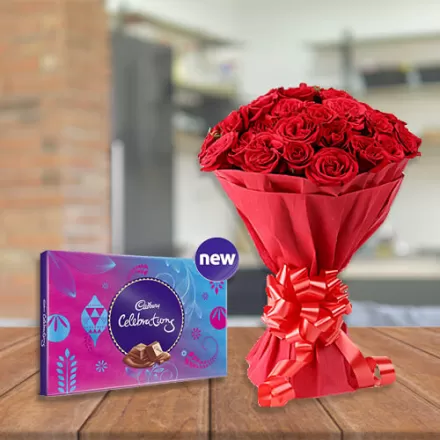 30 Roses With Big Cadbury Celebration
