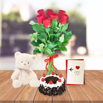 Red Roses With Black Forest