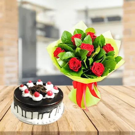 Black Forest with Red Roses
