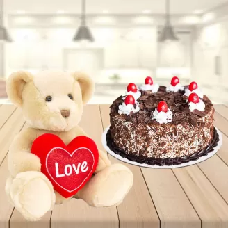 Valentine's Special Cake with Teddy Bear