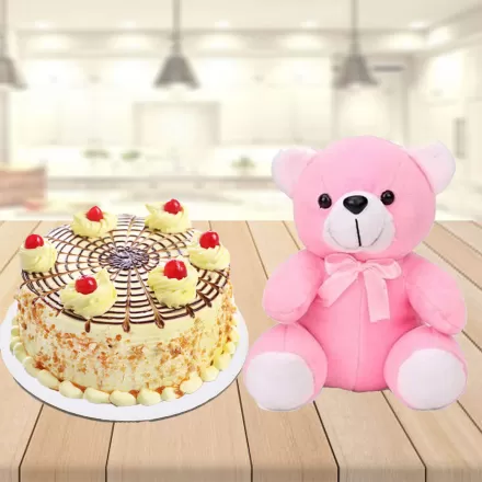 Special Butterscotch Cake with Teddy Bear