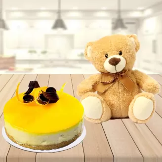 Love Special Pineapple Cake with Teddy Bear