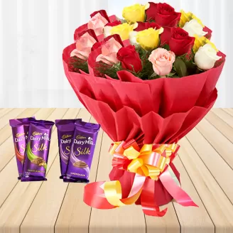 Loving Roses Bouquet With 4 Chocolates