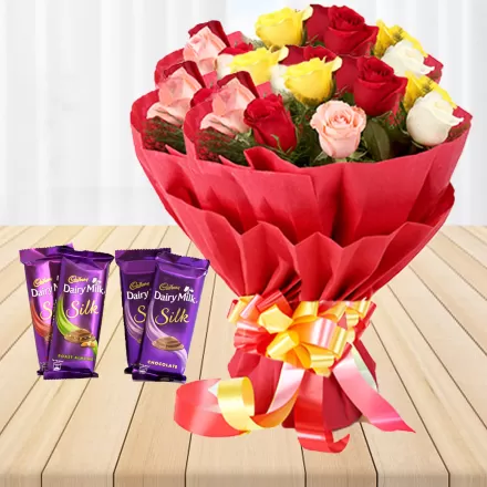 Loving Roses Bouquet With 4 Chocolates