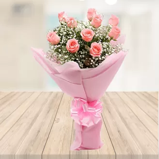 10 Pink Roses Bouquet
