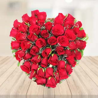 50 Red Roses Heart Shape Arrangement