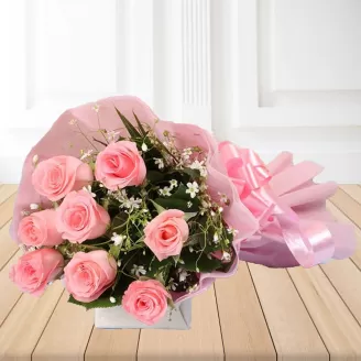 Specially 8 Pink Roses Bouquet