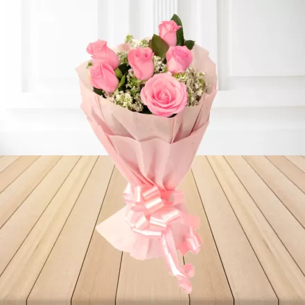 Proposal With 6 Pink Roses Bouquet