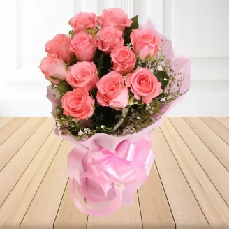 Fantastic 12 Pink Roses Bouquet