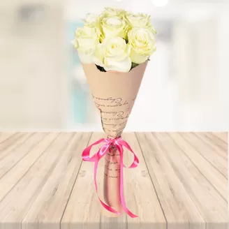 7 White Roses Bouquet